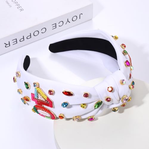 Birthday Headband for Women Colorful Rhinestone Crystal Birthday Girl Hairband Birthday Crown Tiara Birthday Accessories Birthday Gifts for Her (HBR)