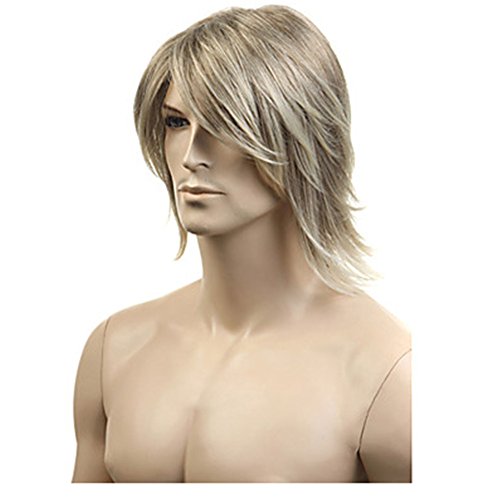 Aimole Blonde Straight Wig Synthetic Hair For Men Cosplay Halloween Medium Long Wigs