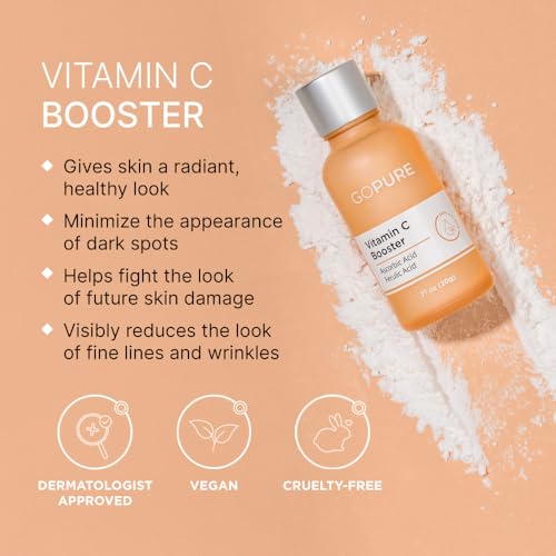 goPure Vitamin C Booster - Stable Vitamin C Powder for Glowing Skin, Face Antioxidant with Ferulic Acid and Ascorbic Acid, Active Skin Repair for a Brighter-Looking Complexion, Cruelty-Free - .71 oz