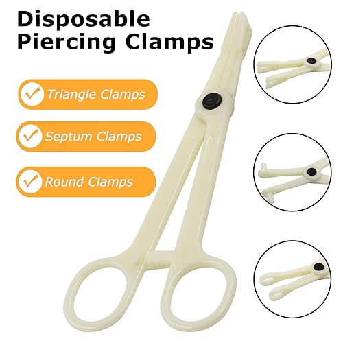 Disposable Piercing Needles and Clamps Kit - TONBAO 75Pcs Ear Nose Piercing Forceps Kit 25Pcs Rounded Piercing Forceps with 50pcs Mixed Hollow Piercing Needles 12G 14G 16G 18G 20G for Piercing Tools