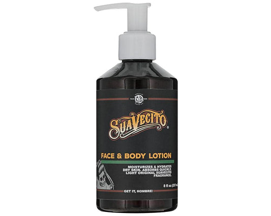 Suavecito Face & Body Lotion - Original Scent, Lightweight Moisturizer for Dry Skin | 8 oz Pump Bottle