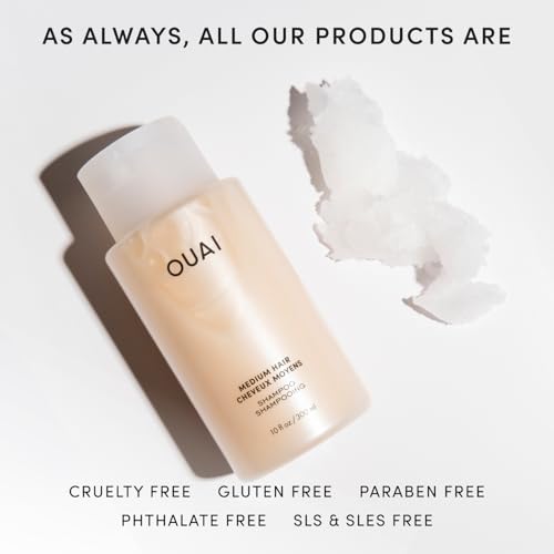 OUAI Fine Hair Shampoo - Biotin Thickening Shampoo for Flat, Thin Hair - Volumizing & Strengthening Keratin & Chia Seed Oil for Women & Men - Lightweight, Color-Safe, Sulfate Free, 10 Oz