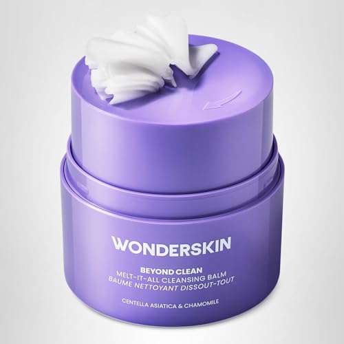 Wonderskin Cleansing Balm - Melt It All Balm to Milk Makeup Remover, Gentle Hydrating Face Cleanser with Centella and Chamomile