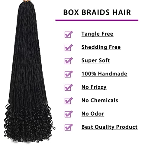 Crochet Box Braids Hair with Curly Ends 7 Packs Pre Looped Crochet Braids Goddess Box Braids Crochet Box Braid Hair(14 inch,1B)