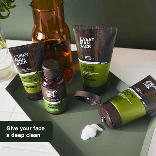Every Man Jack Gentle Exfoliating Face Scrub For Men- Exfoliate Away Dead Skin, Moisturize, and Revive Tired Skin with Jojoba Beads, Hyaluronic Acid, and Caffeine - 4.2 oz Men¡¯s Face Scrub -Twin Pack