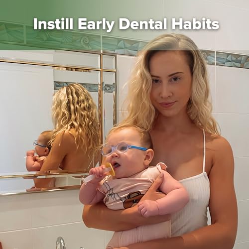 haakaa Infant Toothbrush, Easy to Hold 360° Baby Toothbrush, Train 6month+ Infants Babies and Toddlers for Oral Hygiene, Teether Effect for Sore Gums, 1pc (Clear)