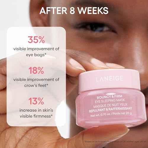 LANEIGE Bouncy & Firm Eye Sleeping Mask: Depuff and Firm with Peony & Collagen Complex, Ceramide, & 5D Hyaluronic Acid