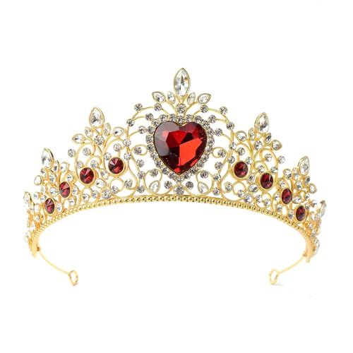 S SNUOY Tiaras and Crowns for Women Crystal Queen Crowns Rhinestone Princess Tiaras for Adult Hair Accessories for Bridal Birthday Prom Party - January Garnet