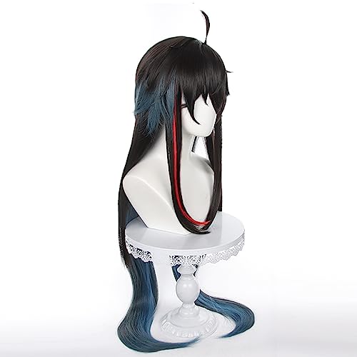 XiongXiongLe Game Honkai Star Rail Cosplay Dan Heng Long Straight Black Heat Synthetic Hair Wigs for Girls Cos Party Halloween Christmas Comic Con(DanHeng Long)