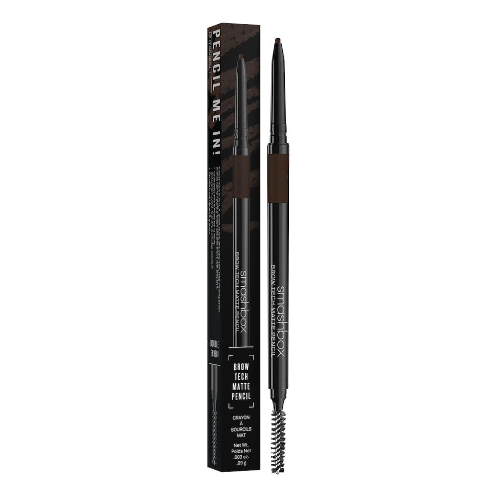 Smashbox Brow Tech Matte Eyebrow Pencil - Waterproof, Smudge-Proof & Long-Lasting with Spoolie Brush