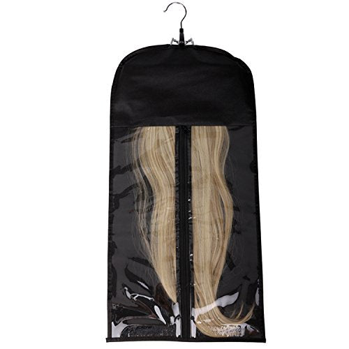 Hair Extensions Storage Bag With Wooden Hanger Carrier Case With Strong Durable Zipper