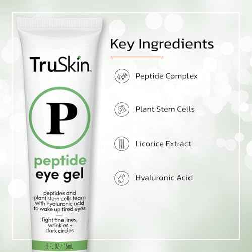 TruSkin Peptide Eye Gel ? Improve Look of Dark Circles & Lines for Brighter-Looking Eye Area ? Under Eye Care with Peptides, Plant Stem Cells, Hyaluronic Acid ? Wake Up Tired Eyes, 0.5 fl oz