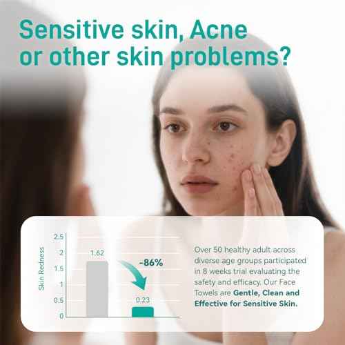 Face Towels, 10"¡¿12" Disposable Face Towel, Face Towelettes XL, Ultra Soft Makeup Remover Dry Wipes, Thick Face Towel for Sensitive Skin, 50 Count (1 Pack)