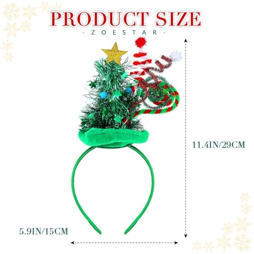 Zoestar Light Up Christmas Tree Headband Glow Hair Bands Xmas Holiday Party Costume Hair Accessories Women and Girls