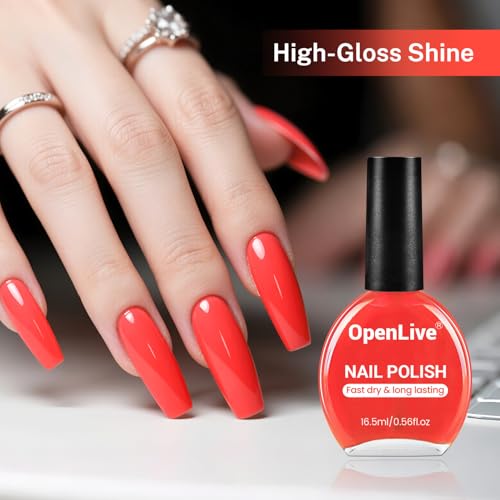 OpenLive 16.5ml Black Nail Polish Large Volume Quick Drying Nail Polish, Fast Drying and Long Lasting Color Nail Art DIY Home Manicure Gift for Women