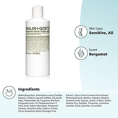MALIN+GOETZ Hand + Body Wash - Gentle Foaming Cleanser with Botanical Extracts | Hydrating & pH-Balanced, Unisex Scent