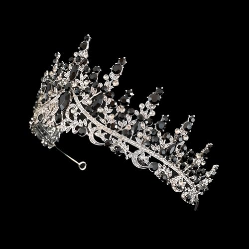 Crown and Tiaras Princess Crown for Women and Girls Crystal Headband for Brides Princesses Birthdays Halloween Cosplay Parties Weddings Proms and Pageants Accessories (Black Crystal)