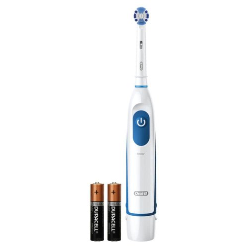 Oral-B Pro 100 Electric Toothbrush - Precision Clean, Battery Powered, Blue & White Design