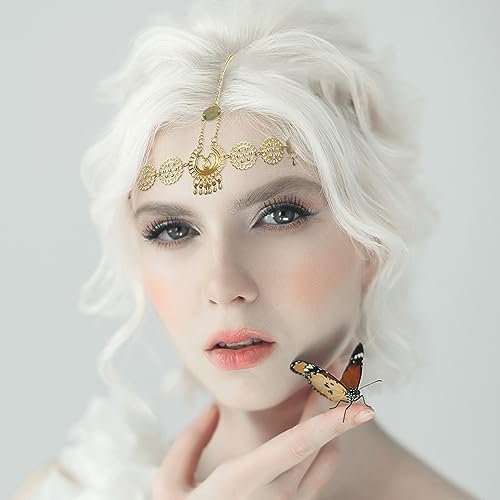 QLINLEAF 10 Pcs Elf Ears with Head Chain Set-2 Pairs Short and Long Latex Ears and Earrings Tassel Headpiece Fairy Hair Accessories Cosplay Props for Halloween Masquerade