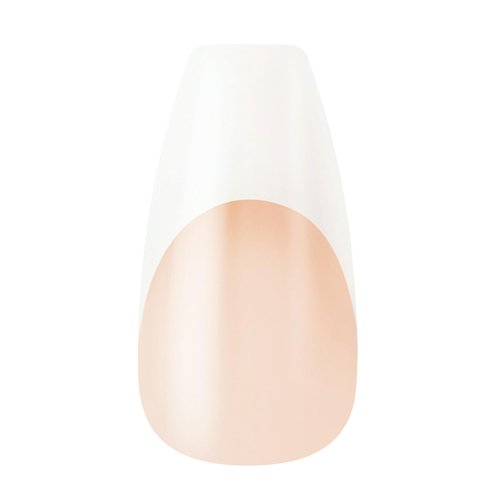 KISS Salon Acrylic, Press On Nails, Nail glue included, 'Je T'Aime', White, Medium Size, Coffin Shape, Includes 28 Nails, 2g glue, 1 Manicure Stick, 1 Mini File
