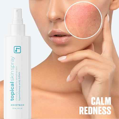 BRIOTECH Topical Skin Spray, Hypochlorous Acid Spray for Sensitive Skin, HOCl Facial Mist, Full Body Support Against Irritation, Calm Redness, Soothe Foot & Scalp, 4 oz