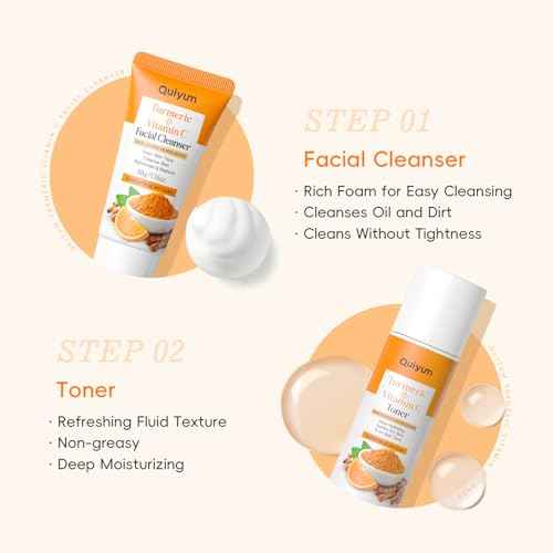 Skin Care Set, Turmeric Vitamin C Skincare Kits 5PCS - Beauty Skin Care for Women, Facial Skin Care Routine Set Kit, Dark Spot Remover for Face, Reduce Acne, for Oily Skin