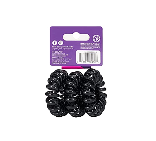 Goody Dentless Jelly Bands Elastic Hair Coils, Black - Medium to Thick Hair Accessories for Women and Girls, 3 Count (Pack of 2)