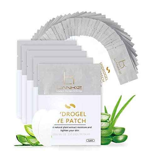 LANKIZ 100 Pairs Under Eye Gel Pads for Lash Extensions, 100% Natural Plant Extract, Collagen Hydrogel, Lint-Free, Moisturizing, Reduces Dark Circles and Eye Puffiness