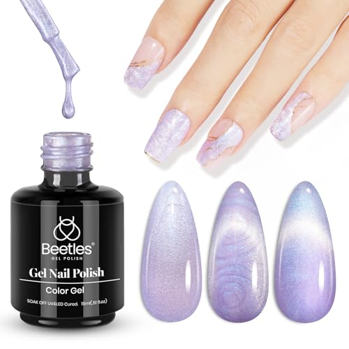 Beetles Blue Cat Eye Gel Polish, 15ML Blue Cat Eye Glitter Gel Polish with Magnet Shimmer Velvet Gel Soak Off UV Stellar Ocean Collection French Nail Art Design Manicure Summer Gifts for Women