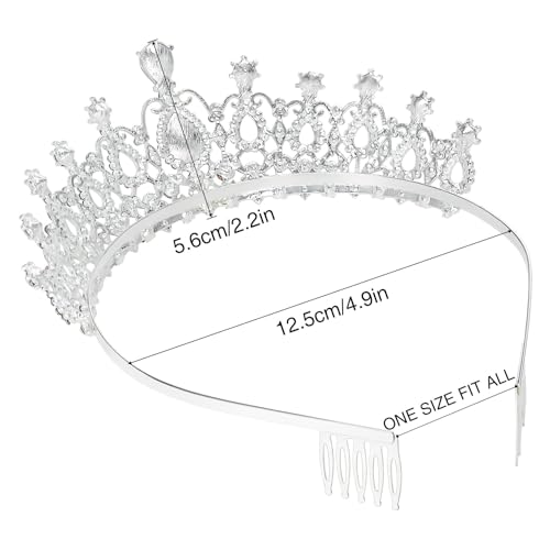 Makone Crowns for Women, Silver Princess Crown, Crystal Crown for Bridal, Wedding, Pageant, Birthday, Party