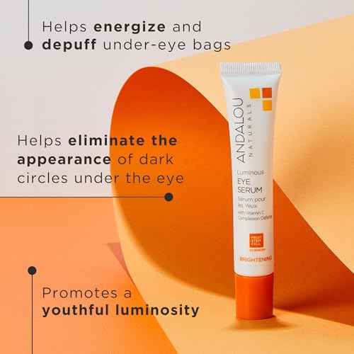Andalou Naturals Luminous Eye Serum, Illuminating Eye Cream for Dark Circles and Puffiness, Vitamin C, Caffeine & Goji Glycopeptides for a Rejuvenated, Refreshed, Tighter Appearance, 0.6 Ounce