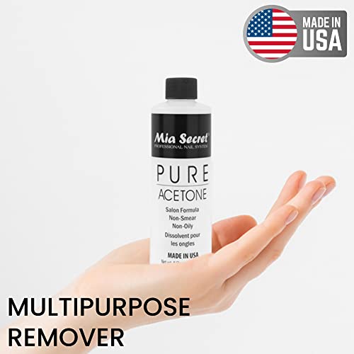 Mia Secret Nail Polish Remover, 100% Pure Acetone, 4 Fl. Oz. Safe and Gentle Cuticle Remover Liquid, Quick and Effective Formula, For Natural, Acrylic, and Sculptured Nails,