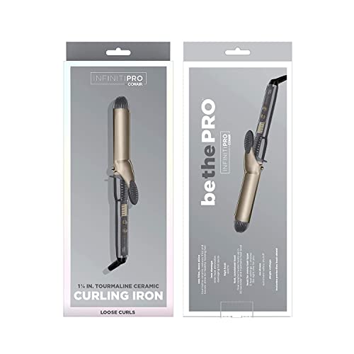 Conair INFINITIPRO Tourmaline 1 1/2-Inch Ceramic Curling Iron, 1 ½ inch barrel produces soft waves – for use on medium and long hair