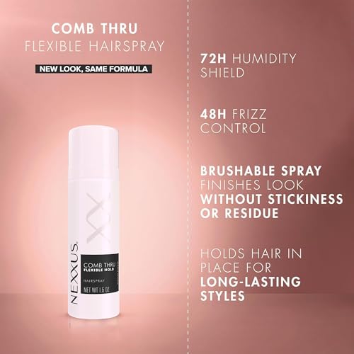 Nexxus Travel Hairspray, Comb Thru Flexible Hold 8-Pack – 72-Hour Anti-Humidity Shield, 48-Hour Frizz Control, Rose Fragrance, 1.5 Oz Ea