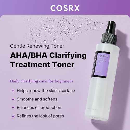 COSRX AHA/BHA Treatment Toner 5.07 fl.oz/ 150ml, Facial Exfoliating Spray for Whiteheads, Pores, & Uneven Skin, Korean Toner, Not Tested on Animals, No Parabens, No Sulfates, Korean Skin Care