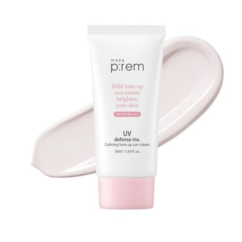 MAKE P:REM UV Defense Me - Calming Tone Up Sunscreen SPF 50 | Non-Nano Zinc Oxide, Reef Safe, 1.69 fl. oz.