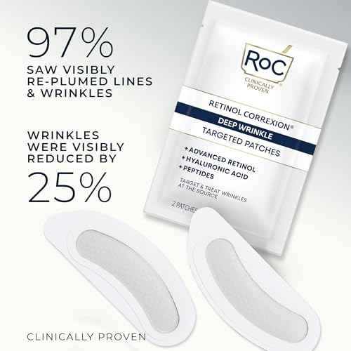 RoC Retinol Correxion Deep Wrinkle Non-Invasive Targeted Patches with Hyaluronic Acid + Firming Peptides for Forehead, 11 Lines, Crow¡¯s Feet and Laugh Lines, (6 Patches) with Retinol Eye Packette