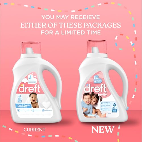 Dreft Liquid Laundry Detergent for Family, Unscented Laundry Detergent, 84 fl oz, 64 Loads