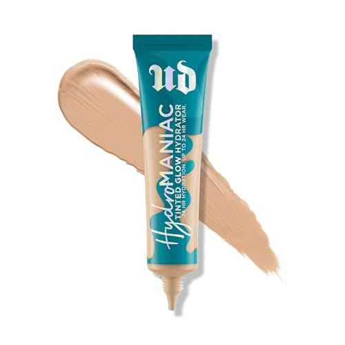Urban Decay Hydromaniac Dewy Foundation, Hydrating Tinted Moisturizer for Dry Skin, Buildable Medium Coverage, with Kombucha Filtrate & Marula Oil, Non-comedogenic, Vegan, Cruelty-free - 1.1 fl oz