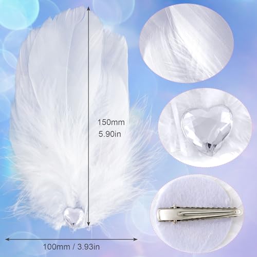 ANCIRS 2 Pack Feather Hair Clips for Women, Fly-Wing Shape Hair Barrettes Accessory Hairpins 1920s Flapper Headpiece Hair Piece for Swan Lake Cosplay Show Dancing Party Halloween Costume- Black