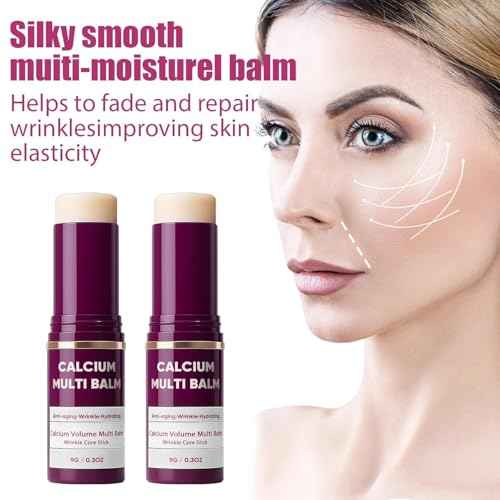 2PCS Calcium Multi Balm Stick - Calcium Volume Multi Balm, Korean Collagen Anti Wrinkle Stick, Anti-aging, Hydrating, Almond & Vitamin E for Eyes, Neck, Face