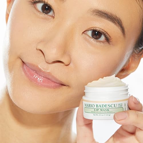 Mario Badescu Lip Mask with Acai and Vanilla for All Skin Types, Overnight Lip Treatment Enriched With Skin Softening Coconut Oil and Hydrating Shea Butter, 0.5 Ounces