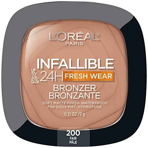 L'Oreal Paris Infallible Up to 24H Fresh Wear Soft Matte Longwear Bronzer. Waterproof, heatproof, transfer, humidity and sweatproof, Fair, 0.31 oz