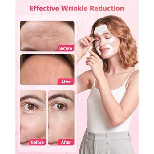 3 IN 1 Forehead, Smile Line & Under Eye Wrinkle Patches, Overnight Facial Wrinkle Treatment with Hyaluronic Acid, Collagen to Lift Lines for Women, 60 Patches