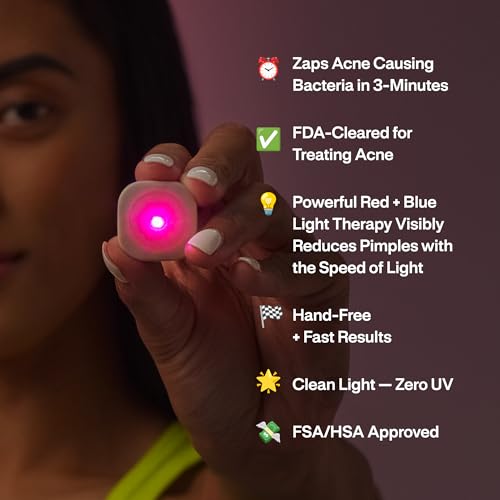 Light Activated Beauty l.a.b Light Therapy Acne Patch, 1-Pack, LED Red and Blue Light Hydrocolloid Acne Patches, Fast Acting 3 Minute Skin Care Pimple Patch Spot Regimen for Zits, Blemishes, 30 Uses