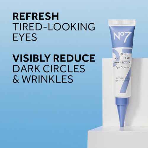 No7 Lift & Luminate Triple Action Under Eye Cream - Dark Circles Under Eye Treatment with Vitamin C & Collagen Peptide Technology - Helps Reduce Puffiness, Bags & the Appearance of Wrinkles (0.5 Oz)