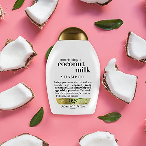 OGX Nourishing Coconut Milk Shampoo for Strong, Healthy Hair with Coconut Oil, Egg White Protein, Sulfate-Free, 13 fl oz (Pack of 2)