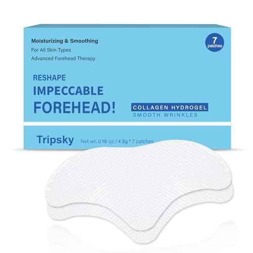 Tripsky Forehead Wrinkle Patches, Overnight Facial Wrinkle Patches With Collagen, Forehead Wrinkles Treatment Jelly Pads Softening Fine Lines