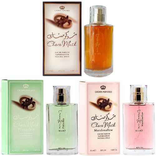 VENEZIO PROFUMO Choco Musk Gift Set, 3 Pack Eau De Parfum Collection, Chocolate Pistachio & Marshmallow Fragrances, 50ml Each