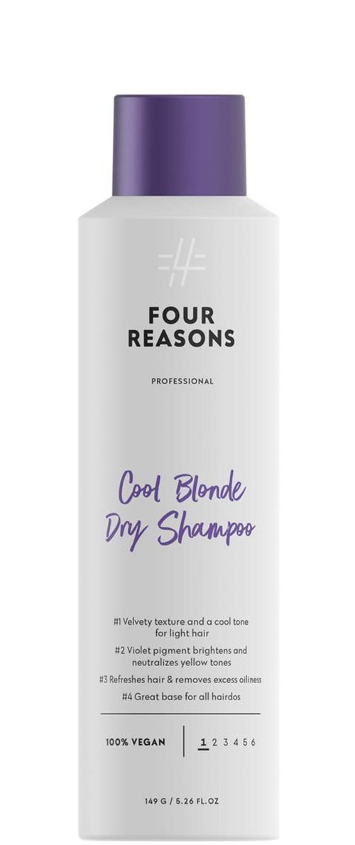 FOUR REASONS Cool Blonde Dry Shampoo - Tinted Formula for Blonde Hair - Neutralizes Brassiness - 5.3 oz